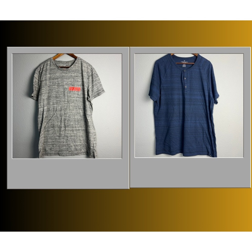 Lot of 2 Y2K American Eagle Seriously‎ Soft Core Flex T-Shirts Henley Size XL